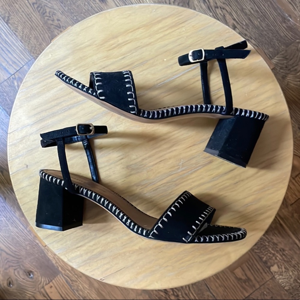 CHARLES & KEITH Black Stitched Trim Heels